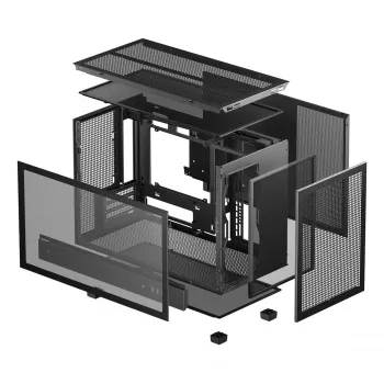 Korpusas DeepCool CH260 Micro Tower Juodas — Micro-ATX/Mini-ITX, grūdintas stiklas, USB-C, maks. GPU 413 mm