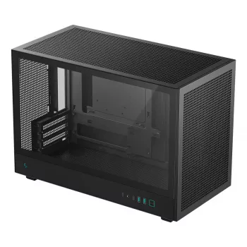 Korpusas DeepCool CH260 Micro Tower Juodas — Micro-ATX/Mini-ITX, grūdintas stiklas, USB-C, maks. GPU 413 mm