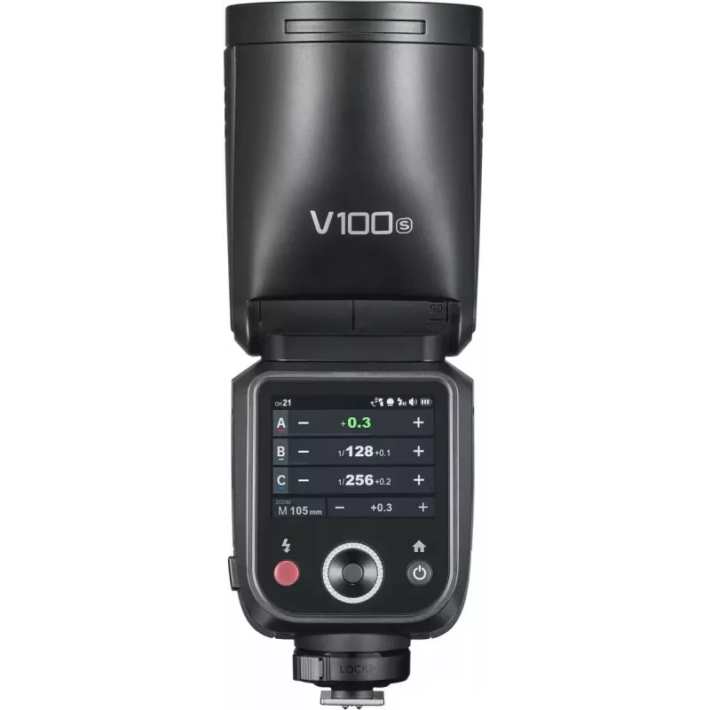Blykstė Godox V100 skirta Sony – nešiojama 100 Ws foto blykstė su įmontuota įkraunama baterija