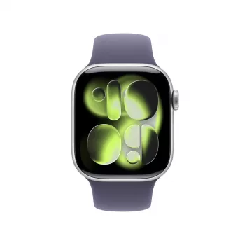 Išmanusis laikrodis Apple Watch Series 11 GPS + Cellular 42mm sidabrinis aliuminis korpusas su purpuriniu rūko sportiniu dirželiu M/L