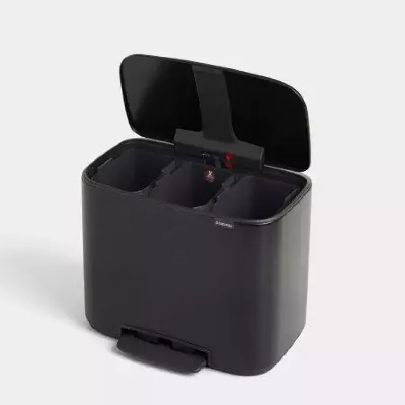 Brabantia 121104 stačiakampė šiukšlių dėžė su trimis 11 l kibirėliais