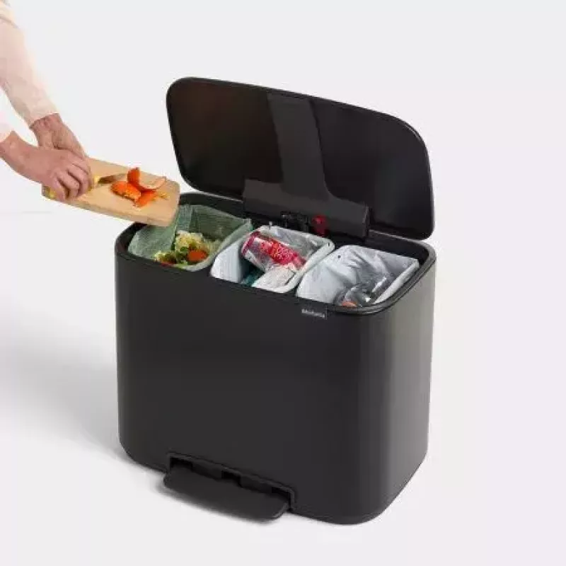 Brabantia 121104 stačiakampė šiukšlių dėžė su trimis 11 l kibirėliais