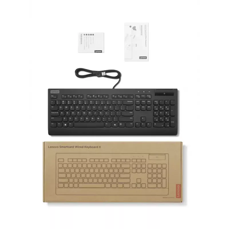 Lenovo Smartcard II klaviatūra, laidinė, Estijos išdėstymas, juoda, USB-A, plunger jungikliai