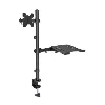 Manhattan monitorių ir nešiojamojo kompiuterio stovas (Full Motion), 10-27 inch ekranams, iki 17 inch nešiojamam, VESA 75x75 ir 100x100 mm, spaustuvinis tvirtinimas, max 8 kg