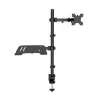 Manhattan monitorių ir nešiojamojo kompiuterio stovas (Full Motion), 10-27 inch ekranams, iki 17 inch nešiojamam, VESA 75x75 ir 100x100 mm, spaustuvinis tvirtinimas, max 8 kg