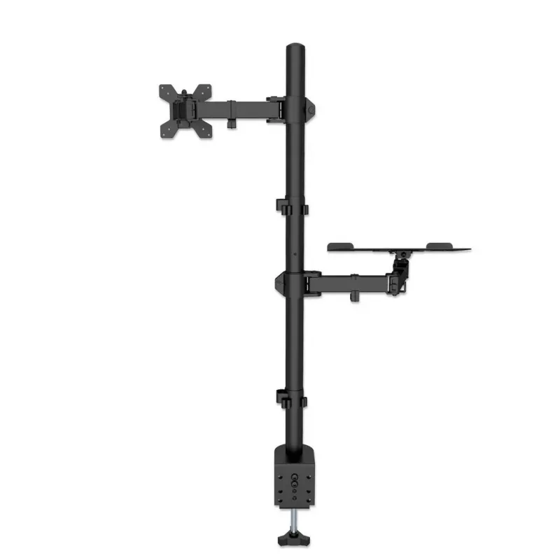 Manhattan monitorių ir nešiojamojo kompiuterio stovas (Full Motion), 10-27 inch ekranams, iki 17 inch nešiojamam, VESA 75x75 ir 100x100 mm, spaustuvinis tvirtinimas, max 8 kg