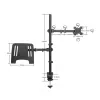 Manhattan monitorių ir nešiojamojo kompiuterio stovas (Full Motion), 10-27 inch ekranams, iki 17 inch nešiojamam, VESA 75x75 ir 100x100 mm, spaustuvinis tvirtinimas, max 8 kg
