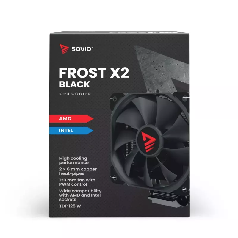 Aušintuvas SAVIO SAVGCOFROSTBLACKX2 120 mm ventiliatorius, LGA 1156/1155/1150/1151/1200/1366/1700 suderinamas, juodas