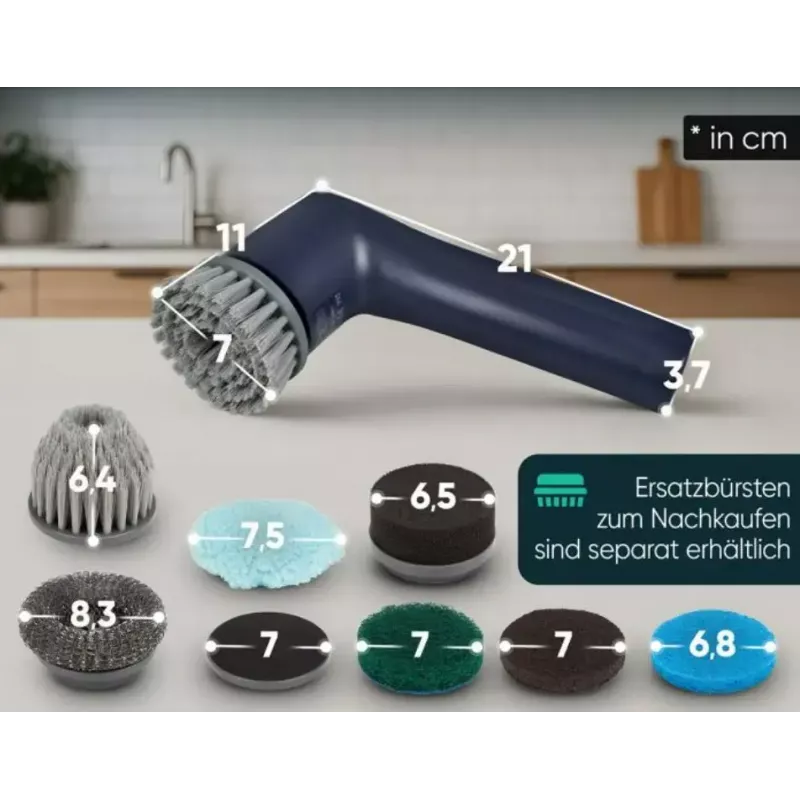 Clatronic ERB 3815 A belaidis elektrinis valymo šepetėlis su 8 antgaliais