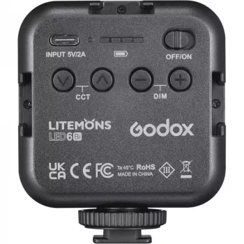 Godox LED6BI juoda kameros blykstė 3200–6500K baterija 10h