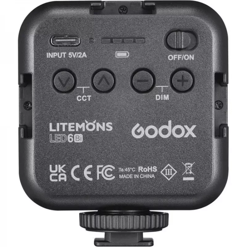 Godox LED6BI juoda kameros blykstė 3200–6500K baterija 10h