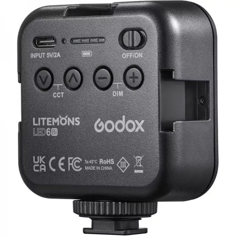 Godox LED6BI juoda kameros blykstė 3200–6500K baterija 10h