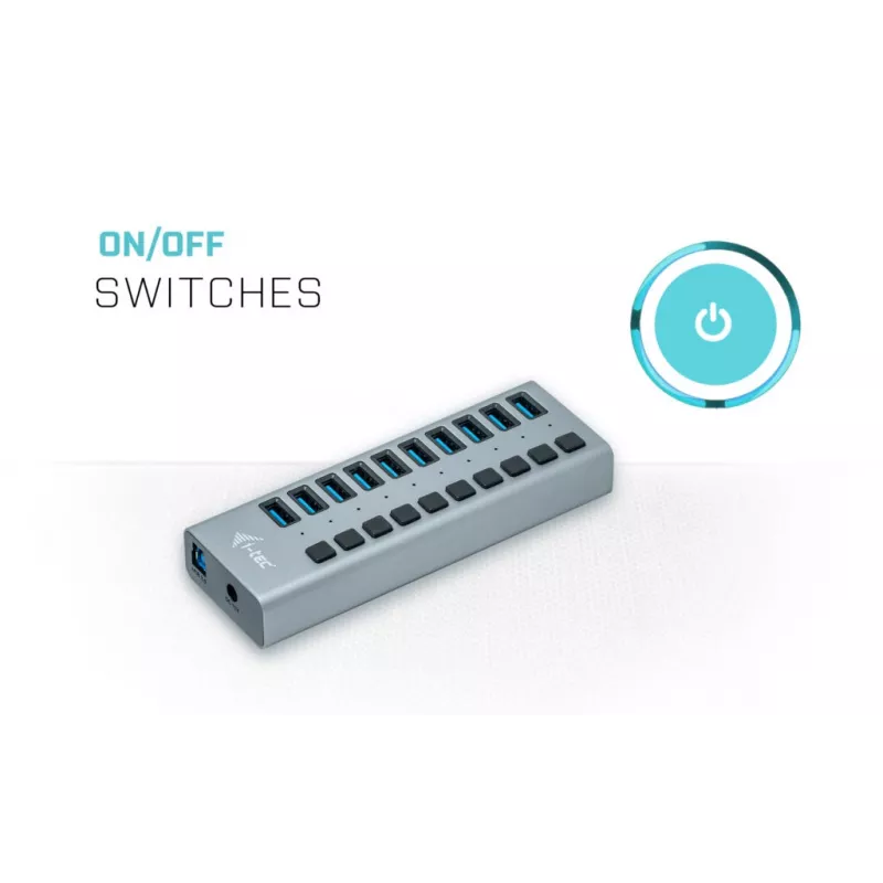 i-tec USB 3.0 Įkrovimo HUB 10 prievadų + 48 W maitinimo adapteris