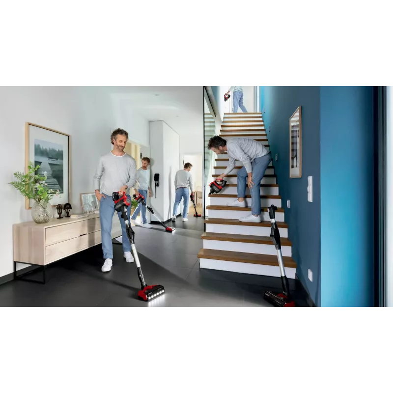 Bosch BCS711PET belaidis dulkių siurblys – lazdinis siurblys, akumuliatorinis, be maišelio, 0,3 l, juodas/raudonas, 3 Ah