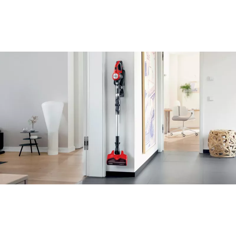 Bosch BCS711PET belaidis dulkių siurblys – lazdinis siurblys, akumuliatorinis, be maišelio, 0,3 l, juodas/raudonas, 3 Ah