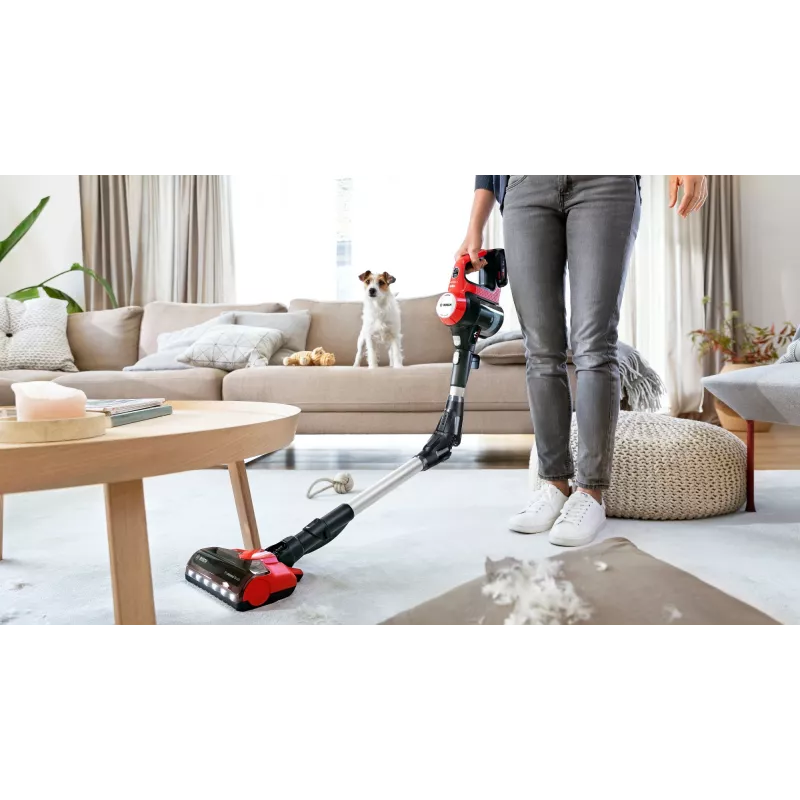 Bosch BCS711PET belaidis dulkių siurblys – lazdinis siurblys, akumuliatorinis, be maišelio, 0,3 l, juodas/raudonas, 3 Ah