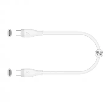 USB-C į USB-C įkrovimo ir duomenų laidas j5create JUCX17W, 60W, skystas silikonas, 1,8 m, baltas