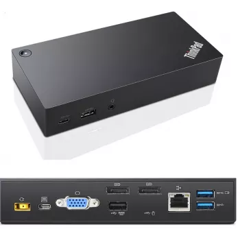 Lenovo 03X7194 dokas / prievadų replikatorius, laidinis, USB 3.2 Gen 1 (3.1 Gen 1) Type-C, juodas