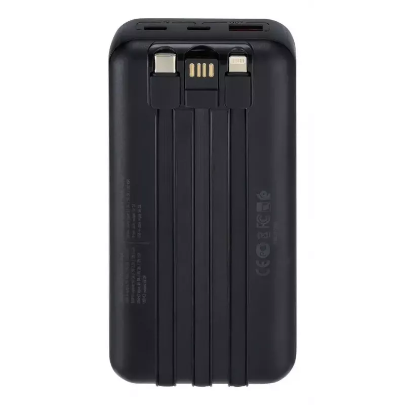 Nešiojamas powerbankas Rivacase VA2221 — 20000 mAh LiPo, PD 3.0 ir QC 3.0, 3 prievadai (1×A, 2×C), 22,5 W išėjimas