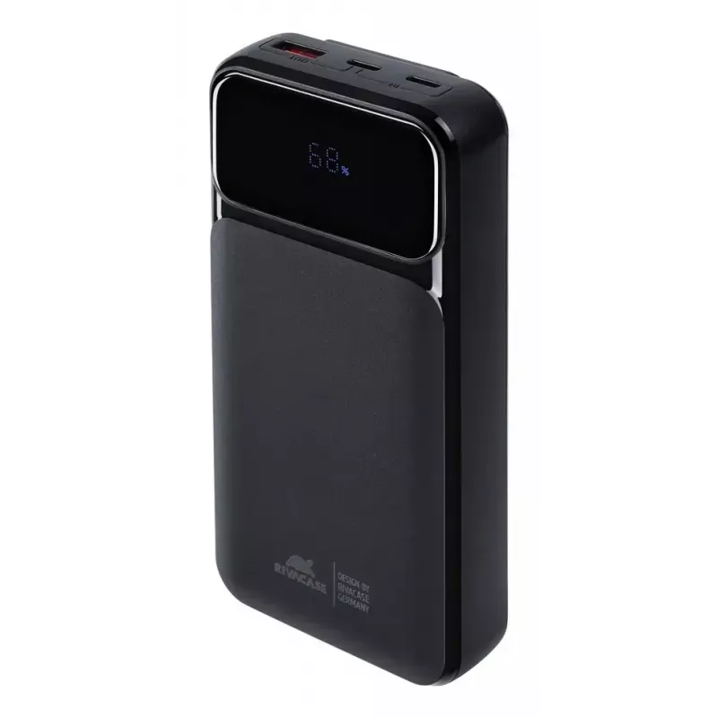 Nešiojamas powerbankas Rivacase VA2221 — 20000 mAh LiPo, PD 3.0 ir QC 3.0, 3 prievadai (1×A, 2×C), 22,5 W išėjimas