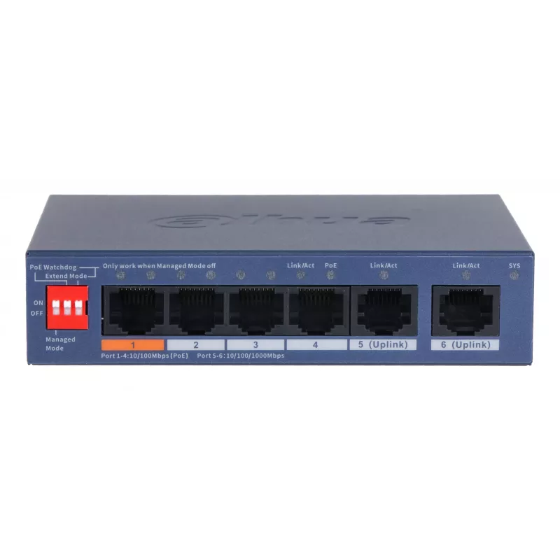 Dahua Technology CS4006-4ET2GT-60 valdomas L2 Gigabit Ethernet PoE tinklo jungiklis mėlynas