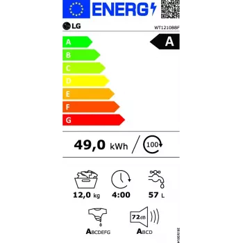 LG WT1210BBF Skalbimo džiovinimo mašina 22 kg 1400 RPM Juoda