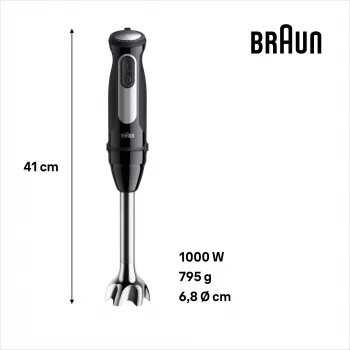 Braun MultiQuick 5 MQ55.254MBK Panardinis blenderis 0,5 L 1000 W Juodas, Nerūdijantis plienas