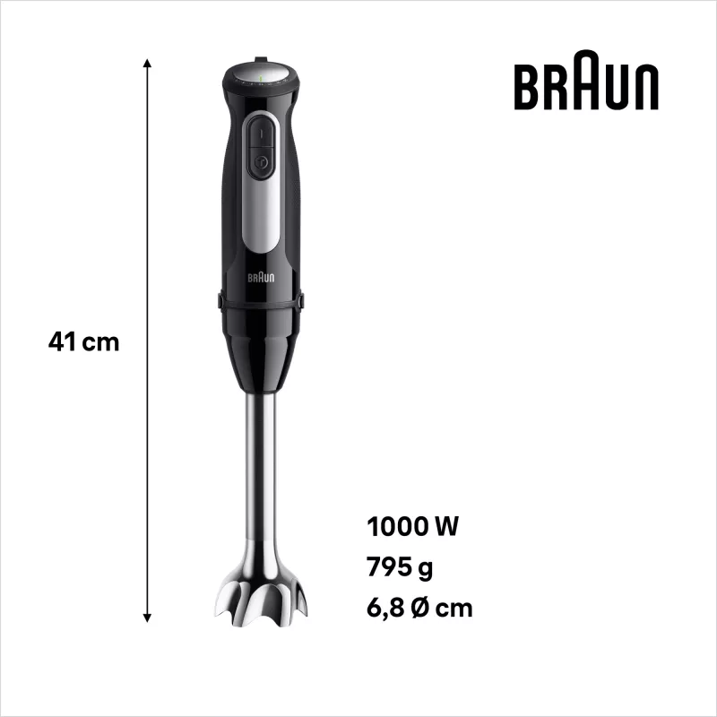 Braun MultiQuick 5 MQ55.254MBK Panardinis blenderis 0,5 L 1000 W Juodas, Nerūdijantis plienas
