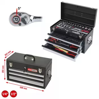 Mechaniko įrankių rinkinys KS Tools 918.0200 99 įrankiai Chromium-Vanadium plienas