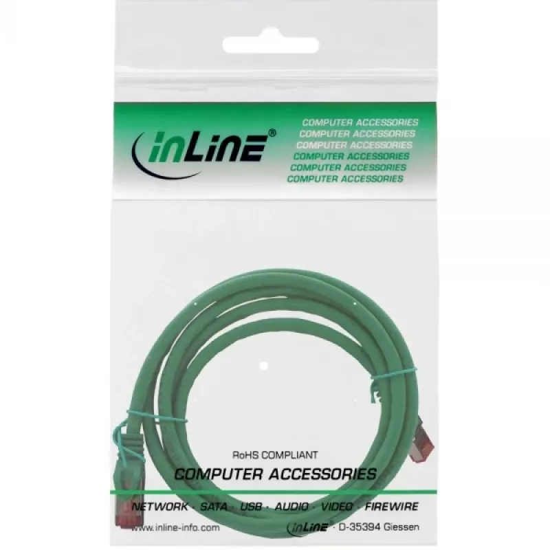 InLine Patch Laidas S/FTP PiMF Cat.6 250MHz varis halogenų neturintis žalias 1m