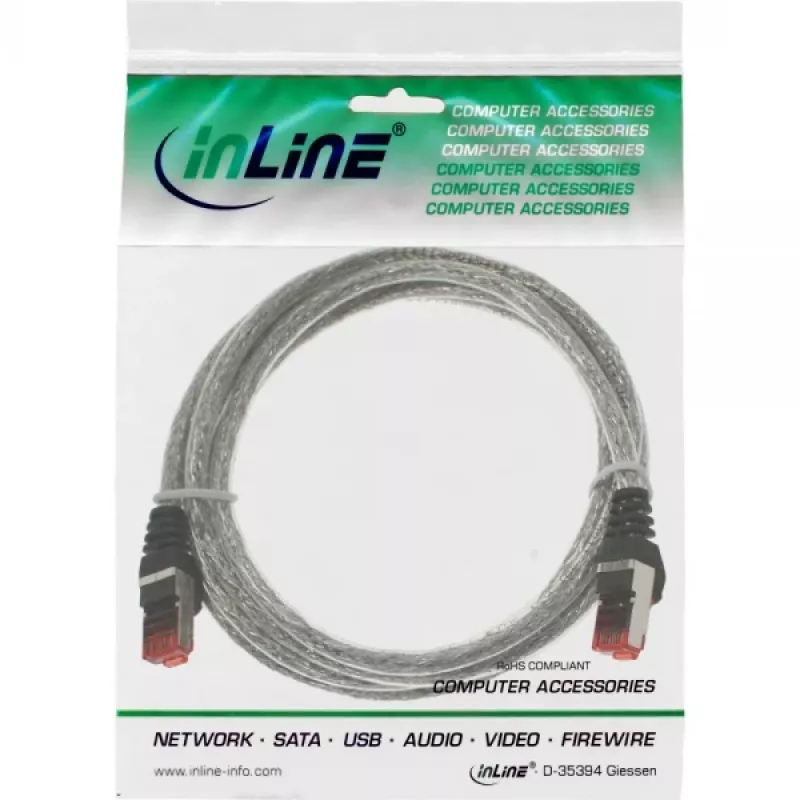 InLine Patch Laidas S/FTP PiMF Cat.6 250MHz PVC varis permatomas 25m