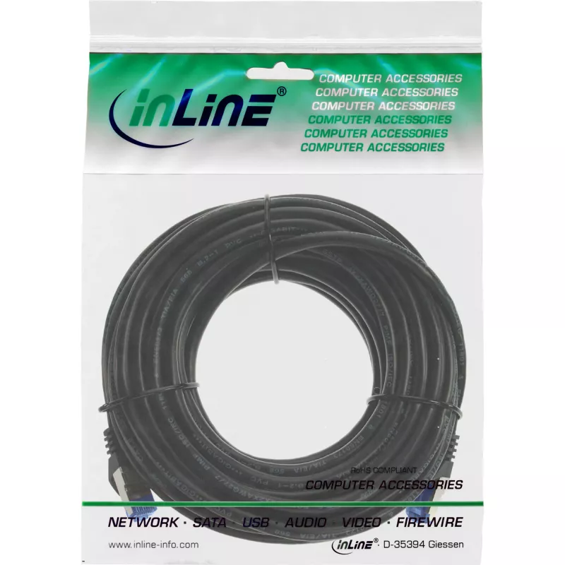InLine Patch laidas, Cat.6A, S/FTP, PE lauko, juodas, 10 m