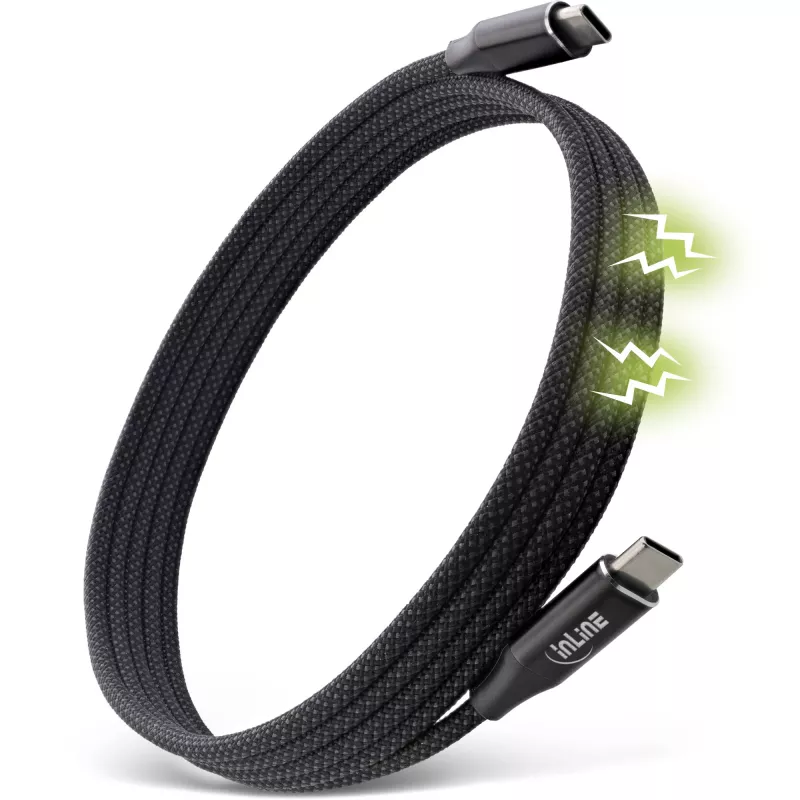 InLine Magnetic USB-C laidas, USB-C kištukas/kištukas, 100 W, juodas, 1 m