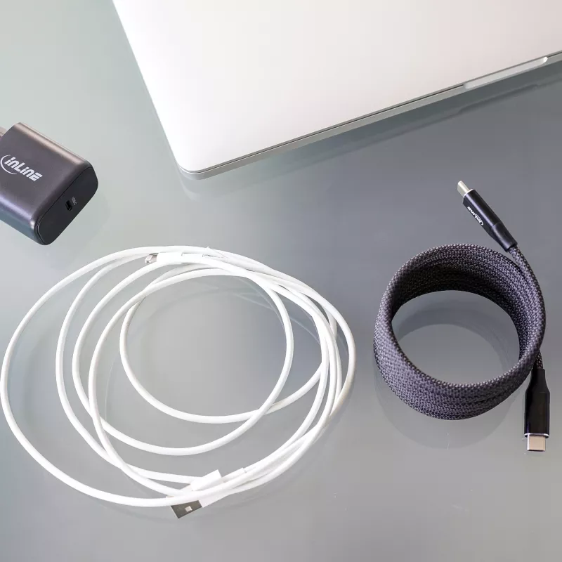 InLine Magnetic USB-C laidas, USB-C kištukas/kištukas, 100 W, juodas, 1 m