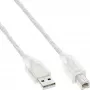 USB 2.0 laidas A tipo vyriškas / B tipo vyriškas InLine 34555T 5 m permatomas