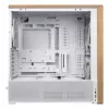 PC korpusas Lian Li Lancool 217 Midi Tower — balta & mediena, palaiko ATX/EATX/Micro-ITX, 2x120mm priekyje, 1x140mm gale, 1×3,5 colio + 8×2,5 colio