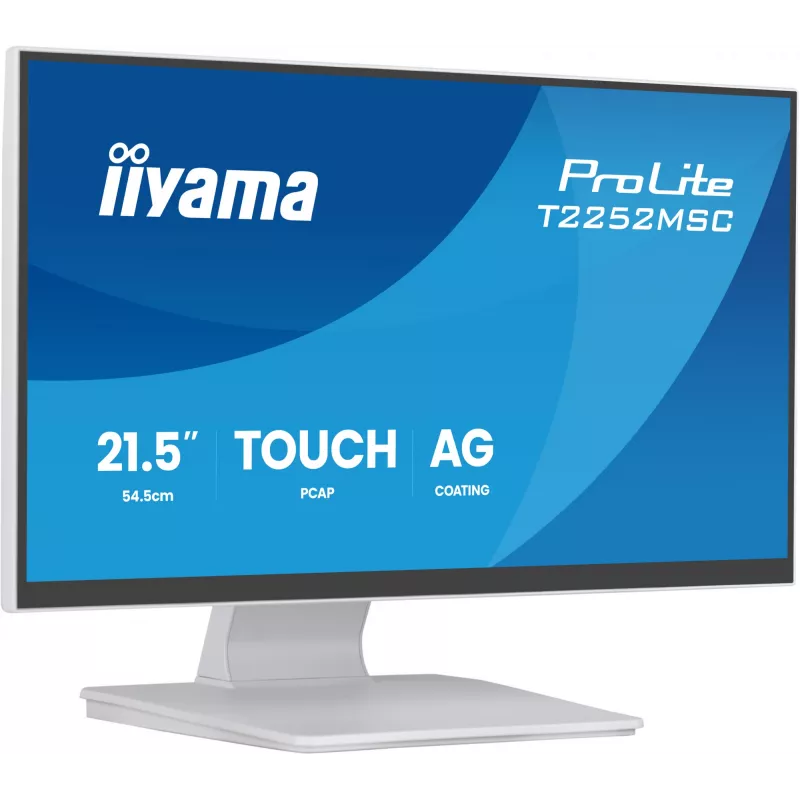 Monitorius IIYAMA ProLite T2252MSC-W2AG 21,5 colio (54,5 cm) Full HD 1920x1080 LCD liečiamasis ekranas, 5 ms, USB 3.2 šakotuvas, garsiakalbiai, VESA, baltas