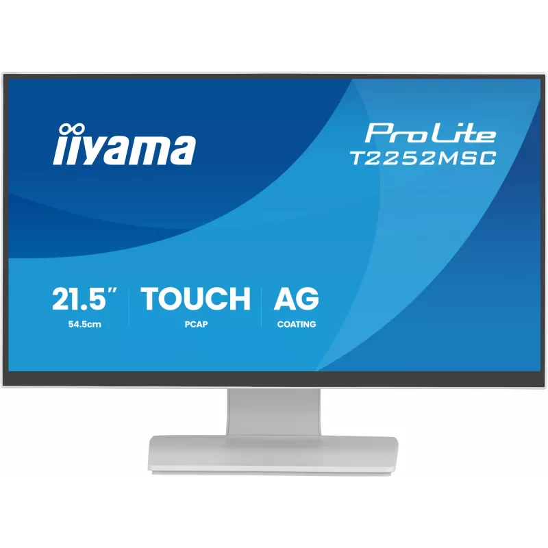 Monitorius IIYAMA ProLite T2252MSC-W2AG 21,5 colio (54,5 cm) Full HD 1920x1080 LCD liečiamasis ekranas, 5 ms, USB 3.2 šakotuvas, garsiakalbiai, VESA, baltas