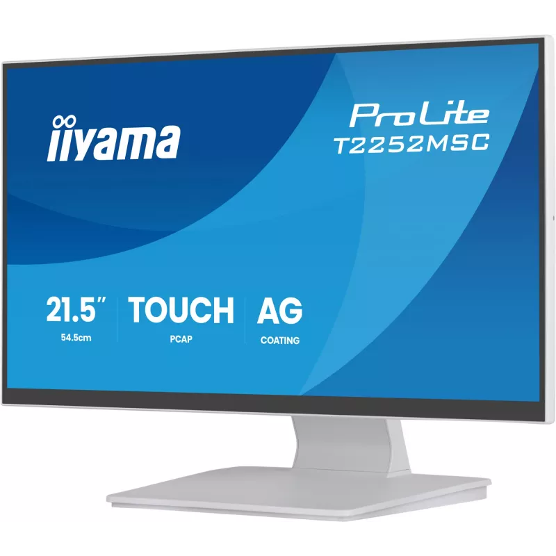 Monitorius IIYAMA ProLite T2252MSC-W2AG 21,5 colio (54,5 cm) Full HD 1920x1080 LCD liečiamasis ekranas, 5 ms, USB 3.2 šakotuvas, garsiakalbiai, VESA, baltas