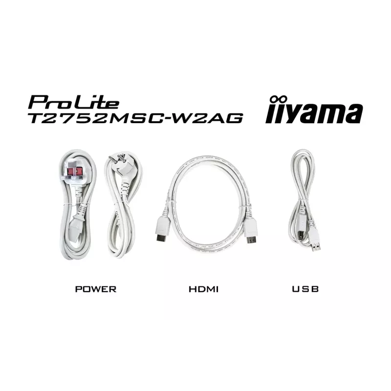 27 colių IIYAMA ProLite T2752MSC-W1AG lietimui jautrus LCD monitorius 1920x1080 Full HD baltas, 5 ms, USB 3.2 Gen1, garsiakalbiai, VESA