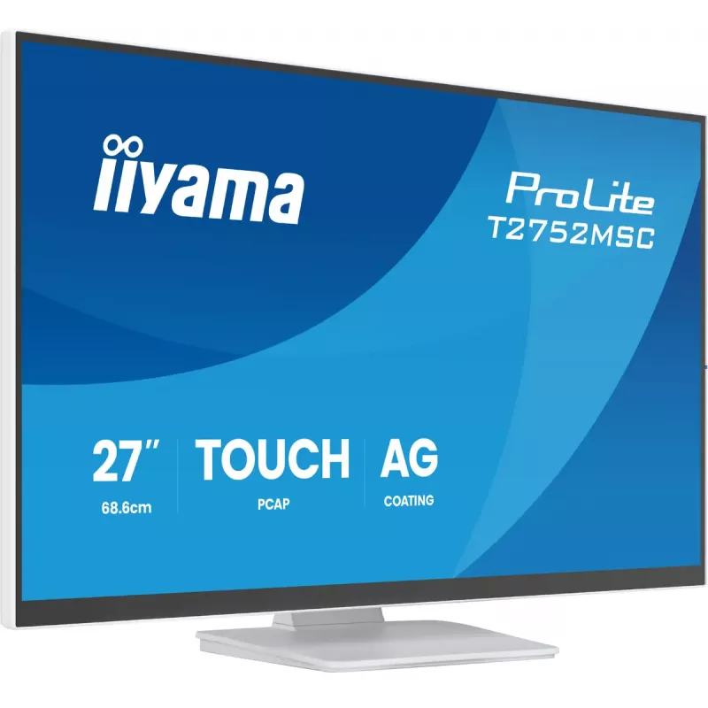 27 colių IIYAMA ProLite T2752MSC-W1AG lietimui jautrus LCD monitorius 1920x1080 Full HD baltas, 5 ms, USB 3.2 Gen1, garsiakalbiai, VESA