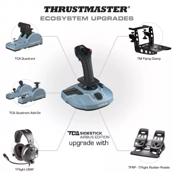 Thrustmaster TCA Quadrant Airbus Edition – Juodas, Mėlynas – Skrydžių Simuliatoriaus Troselių Pultas, PC