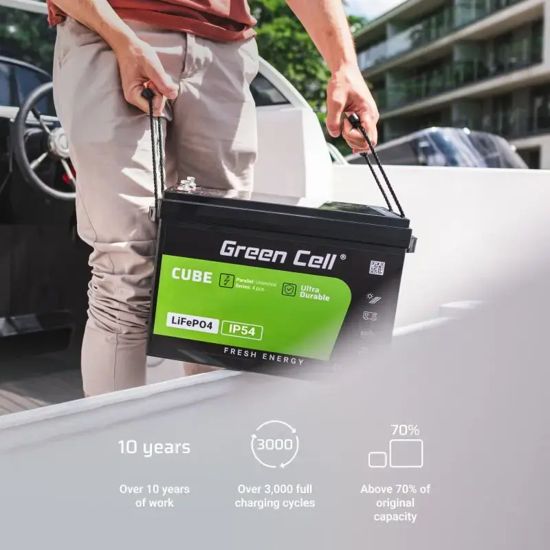 UPS baterija Green Cell LFPGC12V50AH Ličio geležies fosfatas 12V 50Ah 640Wh, 75A iškrova