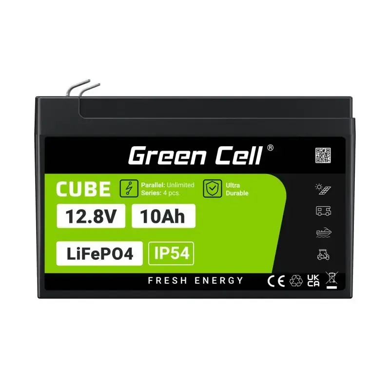 Pramoninė įkraunama baterija Green Cell LFPGC12V10AH 12,8V 10Ah LiFePO4, 155x100x100 mm, 2 kg