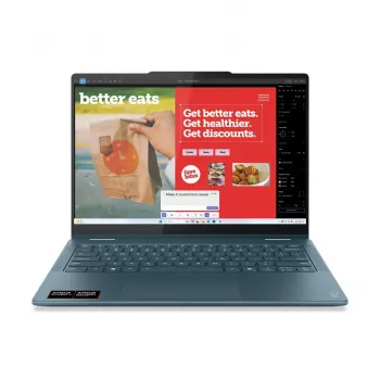 Nešiojamas kompiuteris 2-in-1 Lenovo Yoga 7 14 col. OLED liečiamas, Ryzen AI 5 340, 16GB LPDDR5, 512GB SSD, Radeon 840M, 70Wh, Tidal Teal