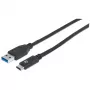 Manhattan USB-C į USB-A laidas, 1 m, Vyriškas į Vyrišką, 10 Gbps (USB 3.2 Gen2), 3A (greitas įkrovimas), SuperSpeed+, Juodas, Visą gyvenimą trunkanti garantija