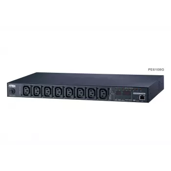 ATEN PE6108G 1U 10A 8 lizdų perjungiamas matuojamas PDU su nemokama Eco PDU Manager programine įranga