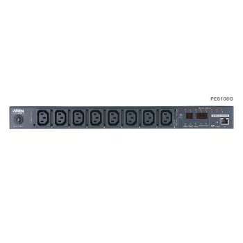ATEN PE6108G 1U 10A 8 lizdų perjungiamas matuojamas PDU su nemokama Eco PDU Manager programine įranga
