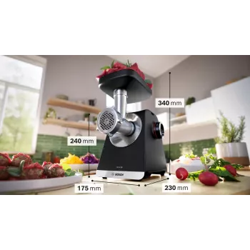 Mėsmalė Bosch Serie 6, 2100 W, juoda, sidabrinė