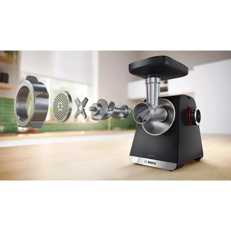 Mėsmalė Bosch Serie 6, 2100 W, juoda, sidabrinė